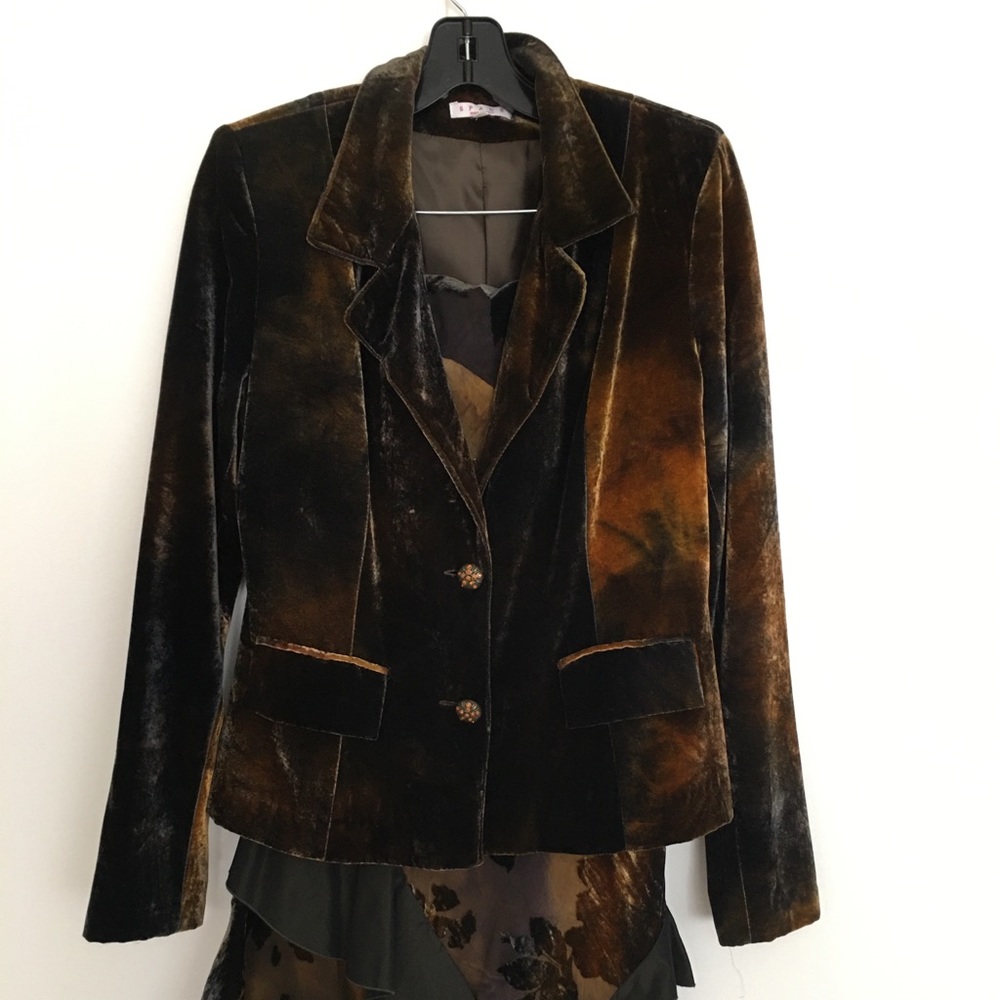 Designer SPACE Made Italy 2 pc Jacket Skirt velvet
